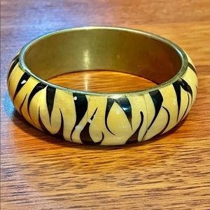 Vintage TIGER STRIPE Bone & Brass BOHO Bangle